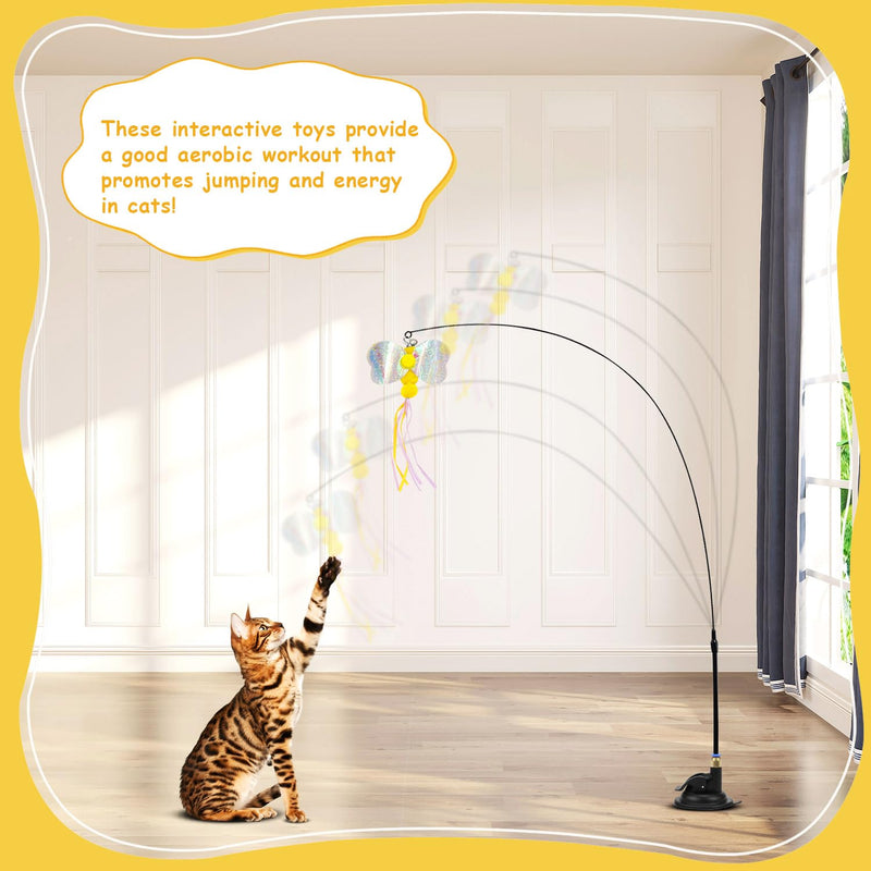 Interactive Cat Toy Intelligence Cat Toy Interactive Cat Fishing Rod Stable Cat Toys with Feathers and Suction Cup Simucatstick Kitten Wand Butterfly for Large Small Cats (Style 2) Style 2 - PawsPlanet Australia