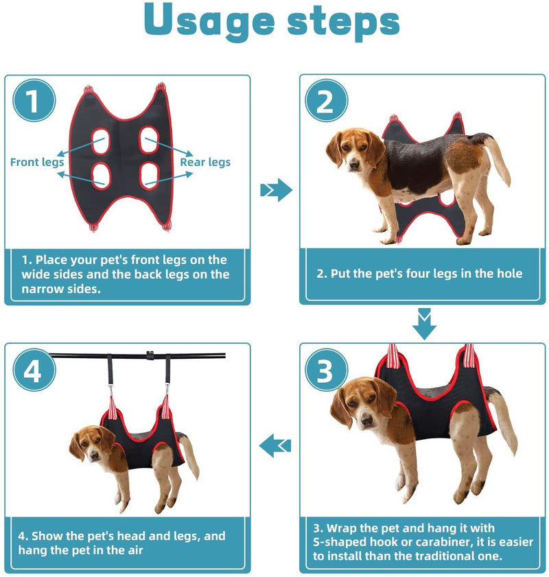 Pet Grooming Hammock for Dogs & Cats, Adjustable Dog Grooming Hammock Harness Restraint Cat Bag Dog Sling Holder for Nail Clipping Trimming, Dog Grooming Helper for Small Medium Large Dogs (L) L - PawsPlanet Australia