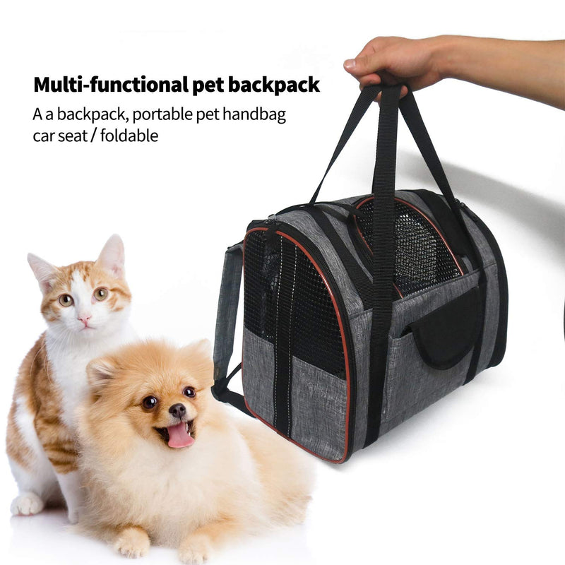 PETCUTE Cat Carrier pet carrier for small Dog Foldable Pet Travel Backpack for Car Brown - PawsPlanet Australia