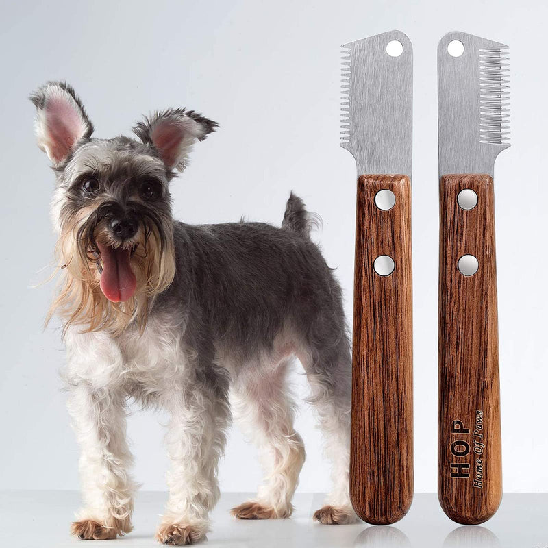 Lushly Dog Trimming Knife Pet Shaving Comb Grooming Accessories Combs Comb with Wooden Handle for Dogs Cats - PawsPlanet Australia