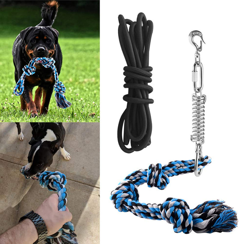 POPETPOP Dog Leashes-Pet Durable Stainless Steel Spring Pole Dog Rope Toys Hanging Exercise Rope Pull with 5M Black Ropes - PawsPlanet Australia