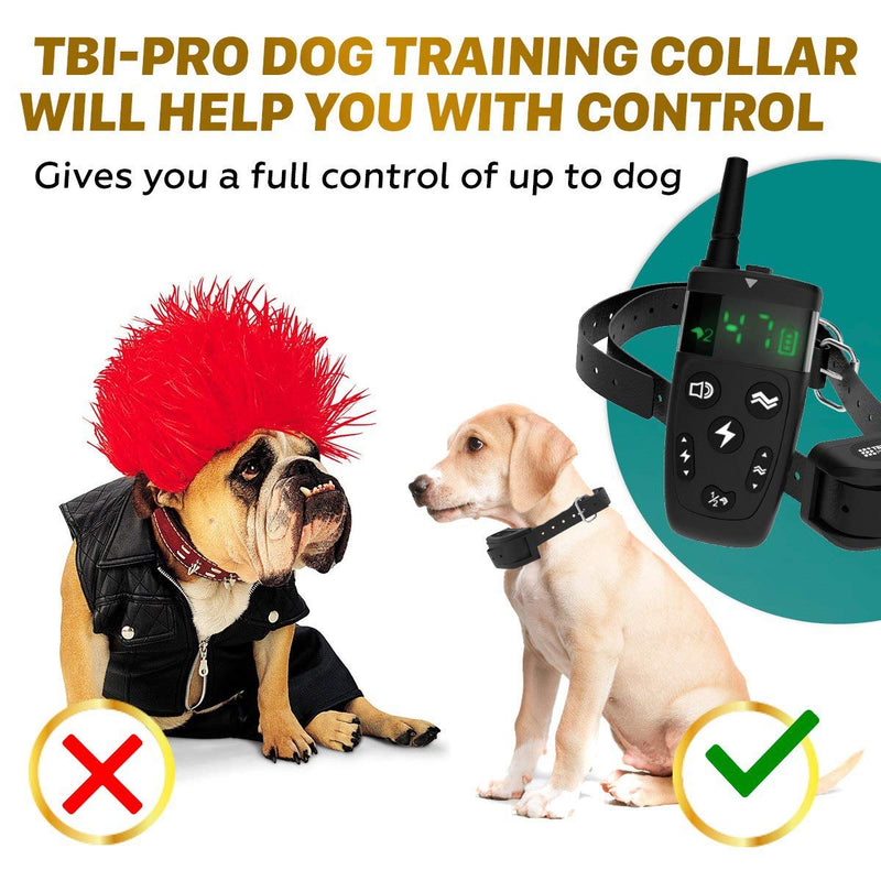 [Australia] - TBI Pro Dog Training Collar with Remote - Shock Collar for Dogs Range 1600 feet, Vibration Control, Rechargeable Bark E-Collar - IPX7 Waterproof for Small, Medium, Large Dogs, All Breeds 