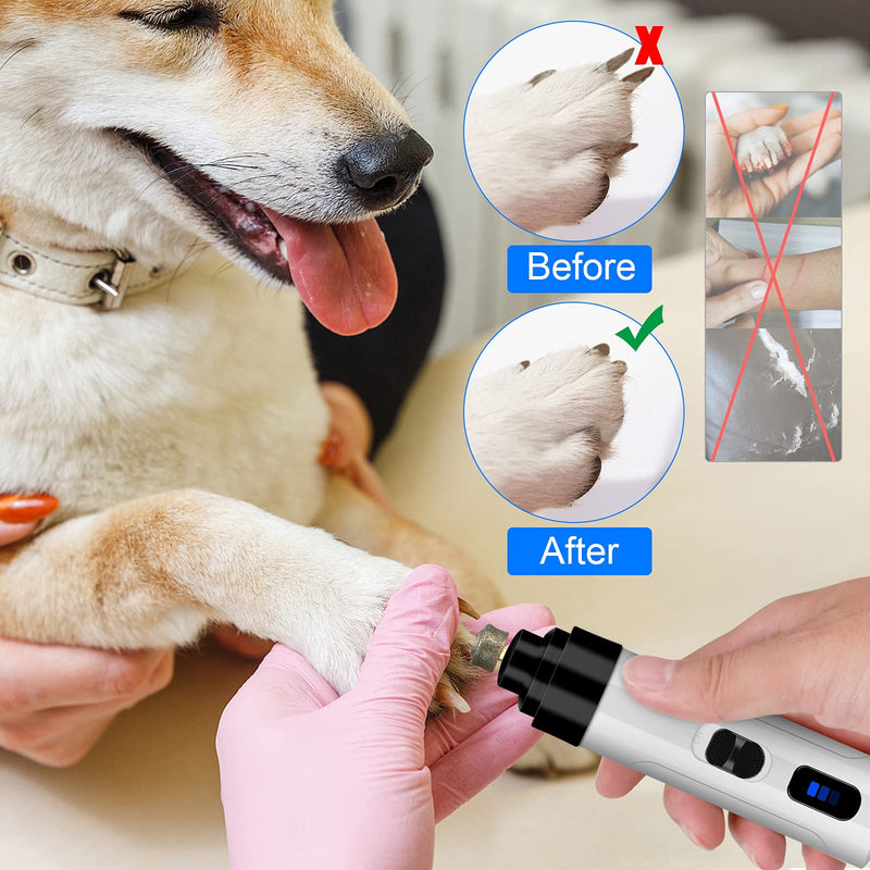 ATESON Dog Nail Grinder,Rechargeable Pet Nail Trimmer with Clipper,Low Noise,Professional Painless Pet Paws Grooming&Smoothing Tool for Small Medium Large Dogs and Cats - PawsPlanet Australia