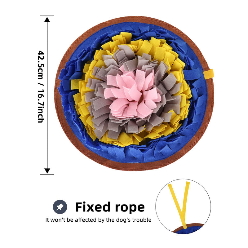 Dog Snuffle Mat, Pet Feeding Mat, Dog Treat Dispenser, Pet Puzzle Toy Sniffing Training Pad Activity Blanket for Dog, Release Extra Energy of Dog to Protect Furniture Couch from Dog Bites, Round - PawsPlanet Australia