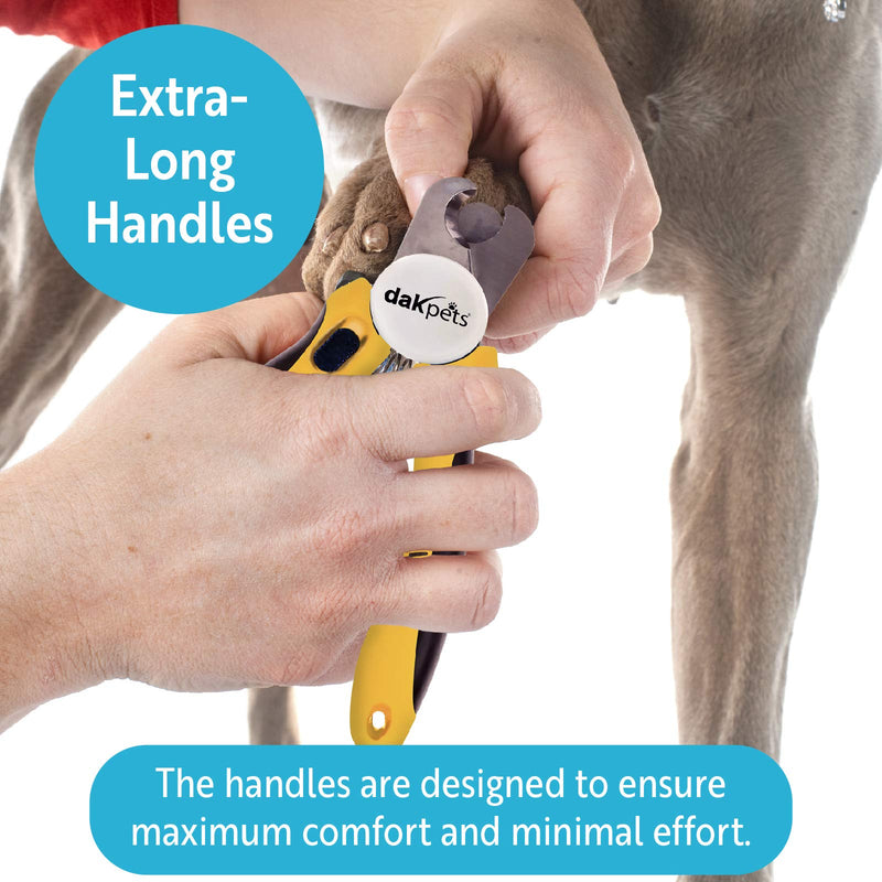 DakPets Dog Nail Clippers | Professional Dog Claw Clippers for Medium to Large Breeds | Pet Nail Clippers for Dogs with Safety Guard and Nail File | Clipper, Trimmer and Cutter for Nails and Claws Medium - Large Yellow - PawsPlanet Australia