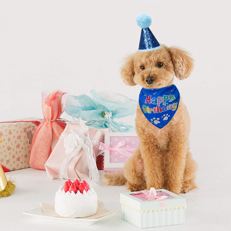 Dog Birthday Bandana Hat Balloon Plush Toy Set, Cute Pet Happy Birthday Accessory Puppy Chew Toy for Dogs Cats Puppies Deep Blue - PawsPlanet Australia