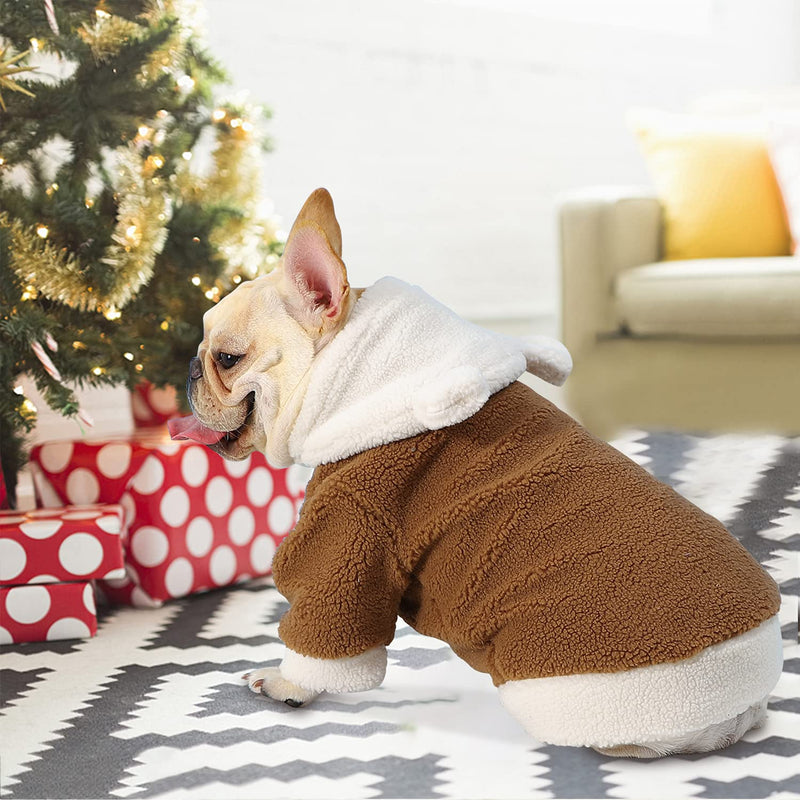 Dog Hoodie Sweaters with hat Puppy Coats with Hooded Winter Lamb Wool Warm Clothes Coat for Small Medium Dogs Clothes Apparel Brown - PawsPlanet Australia