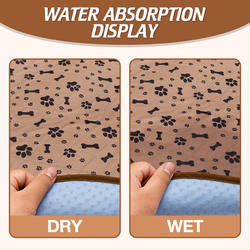 [Australia] - Waterproof Dog Food Mat Non-Slip - 2 Pack Dog Bowl Mat Absorbent Pet Feeding Mats Washable Pee Pads for Puppies Cats, Bone & Paw Pattern 35.4" X 23.6" 