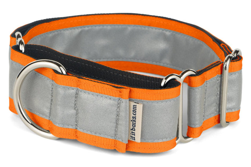 [Australia] - If It Barks - 1.5" Reflective Martingale Collar for Dogs - Adjustable - Made in USA - Strong, Durable, and Comfy - Ideal for Training - Suitable for Most Breeds Medium (15"-22") Orange 