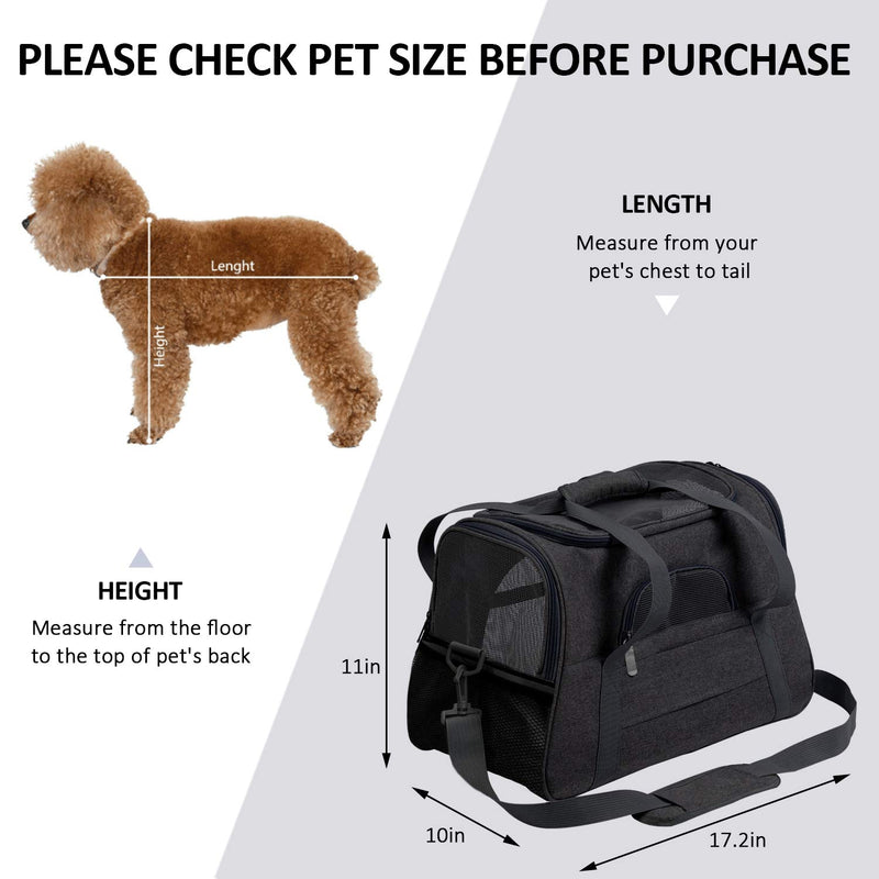 Prodigen Pet Carrier Airline Approved Pet Carrier Dog Carriers for Small Dogs, Cat Carriers for Medium Cats Small Cats, Small Pet Carrier Small Dog Carrier Airline Approved Dog Cat Pet Travel Carrier ALL Black - PawsPlanet Australia