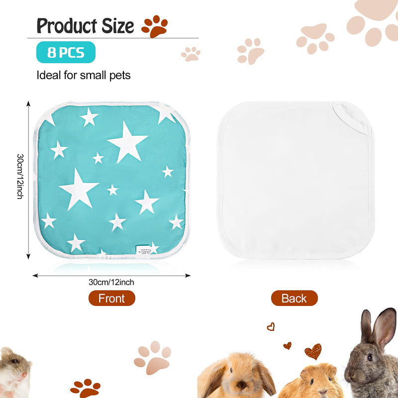 8 Pieces Guinea Pig Cage Liners Washable and Reusable Small Animal Pee Pads Highly Absorbent Hamster Bedding Waterproof Pet Training Pads for Small Animals Hamsters Bunnies, 12 x 12 Inch - PawsPlanet Australia