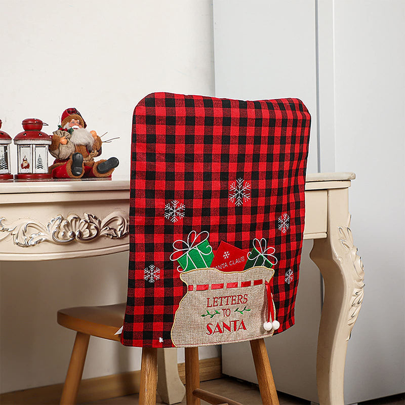 Lalilali Christmas Chair Covers Decoration Set of 2 Buffalo Plaid Christmas Chair Back Covers Xmas Dining Chair Slipcovers for Christmas Kitchen Dining Room Chairs - PawsPlanet Australia