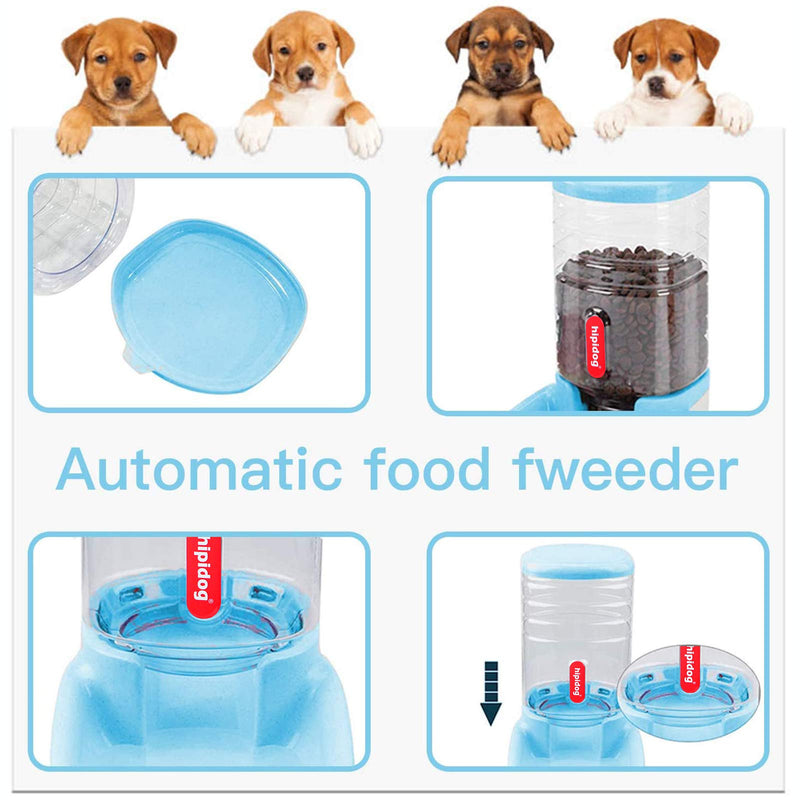 UniqueFit Pets Cats Dogs Automatic Waterer and Food Feeder 3.8 L with 1 Water Dispenser and 1 Pet Automatic Feeder Blue - PawsPlanet Australia