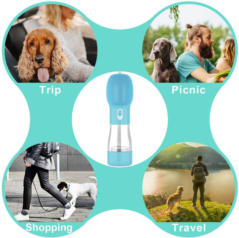 madeking Dog Water Bottle Portable Pet Water Bottle Leak Proof Dog Water Dispenser and Food, Lightweight Dog Travel Water Bottle Bowl for Walking and Trave blue - PawsPlanet Australia