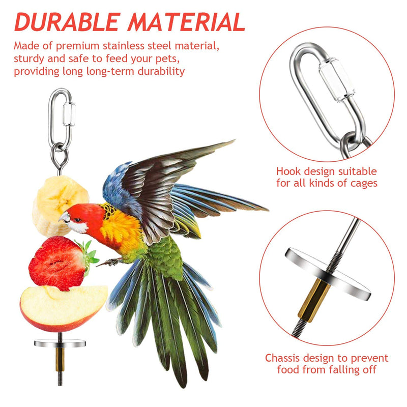 [Australia] - 3 Pieces Stainless Steel Bird Parrot Skewer Stainless Steel Bird Food Holder Small Animal Fruit Vegetable Holder Foraging Hanging Food Feeding Tool for Parrots Cockatoo Cockatiel Cage (20, 16, 12 cm) 