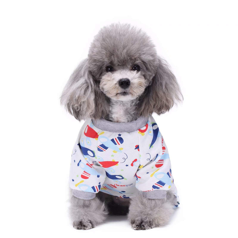 [Australia] - Zoyee Cotton Dog Pajamas Puppy Jumpsuit Dog Shirt for Small Medium Dogs Cats Large(Back 11.8" Chest 16.5") Plane 