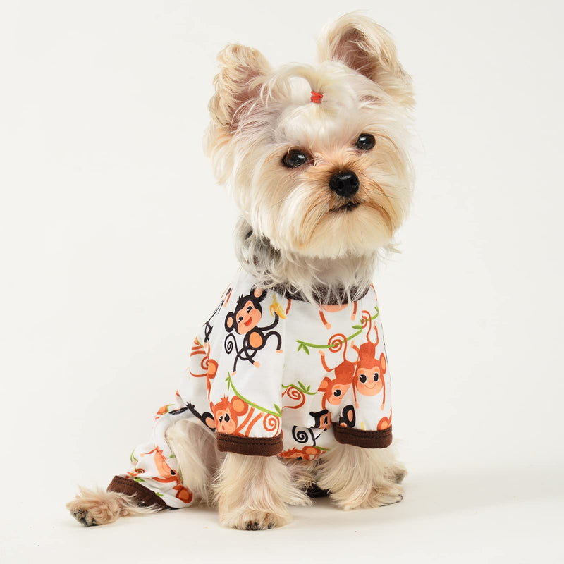 Dog Pajamas for Small Dog Girl Boy Puppy Pjs Jammies 4 Leg Dog Clothes for Chihuahua Yorkie Summer Onesies Jumpsuit Clothing for Pet Dogs Male Female (Medium, Monkey) Medium - PawsPlanet Australia