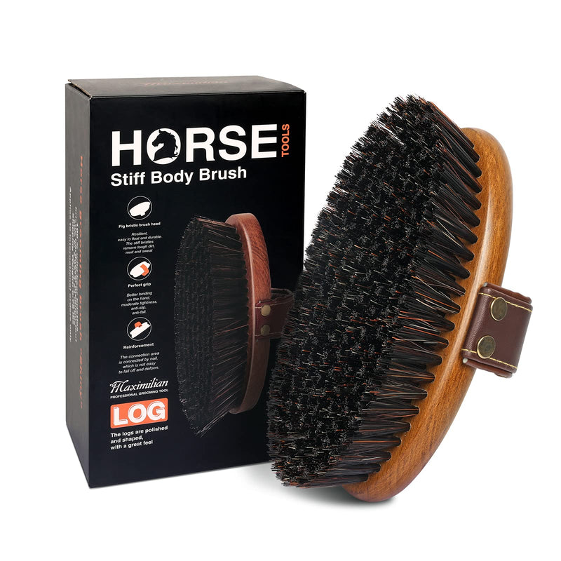 MAXIMILIAN World Class Handmade Equine Soft Body Horse Brush. Professional Equine Grooming Tools. Effortlessly Removes Dirt and Loose Hair from Your Horses Coat.‚Ä¶ Black and White - PawsPlanet Australia