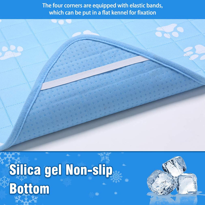 PUPTECK Anti-Slip Dog Self Cooling Mat - Ice Silk Large Cooling Pad for Dogs in Summer, Super Absorbent Washable Dog Pee Pad, Blue, Bottom Waterproof Protection Floor 22.5*34.8in LightBlue - PawsPlanet Australia