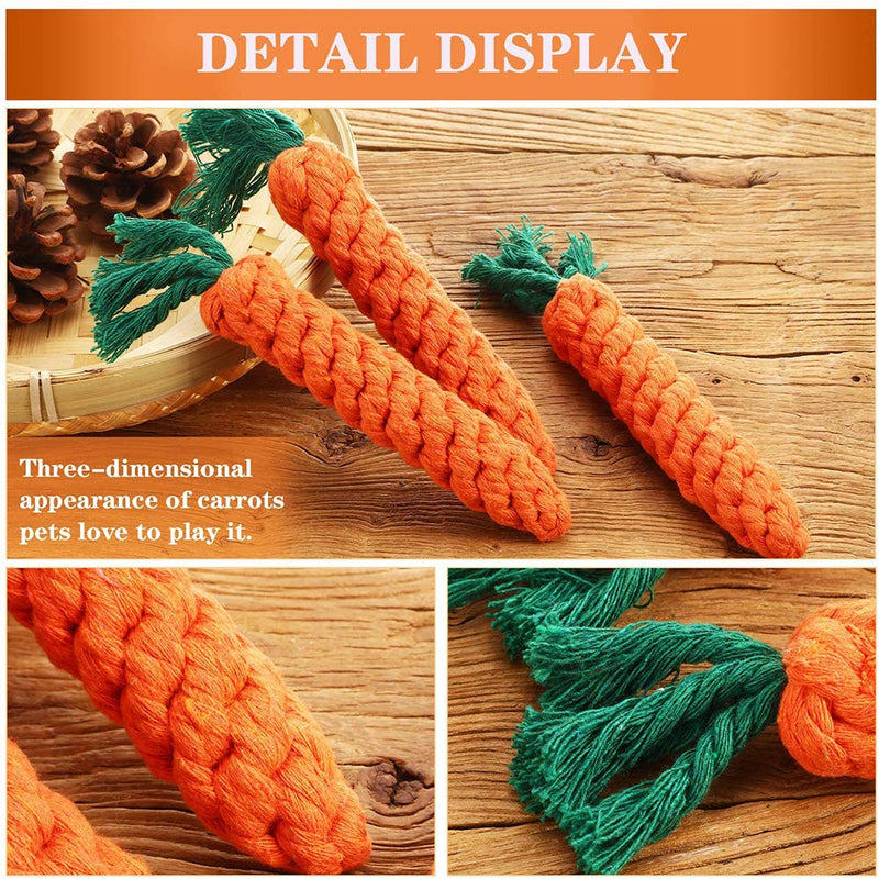 BINGXIAN Puppy Chew Toys, Dog Rope Toys, Dog Chew Toys Carrot Rope, 3 Pack Braided Rope Dog Toy for Small Dog Teeth Cleaning Orange - PawsPlanet Australia