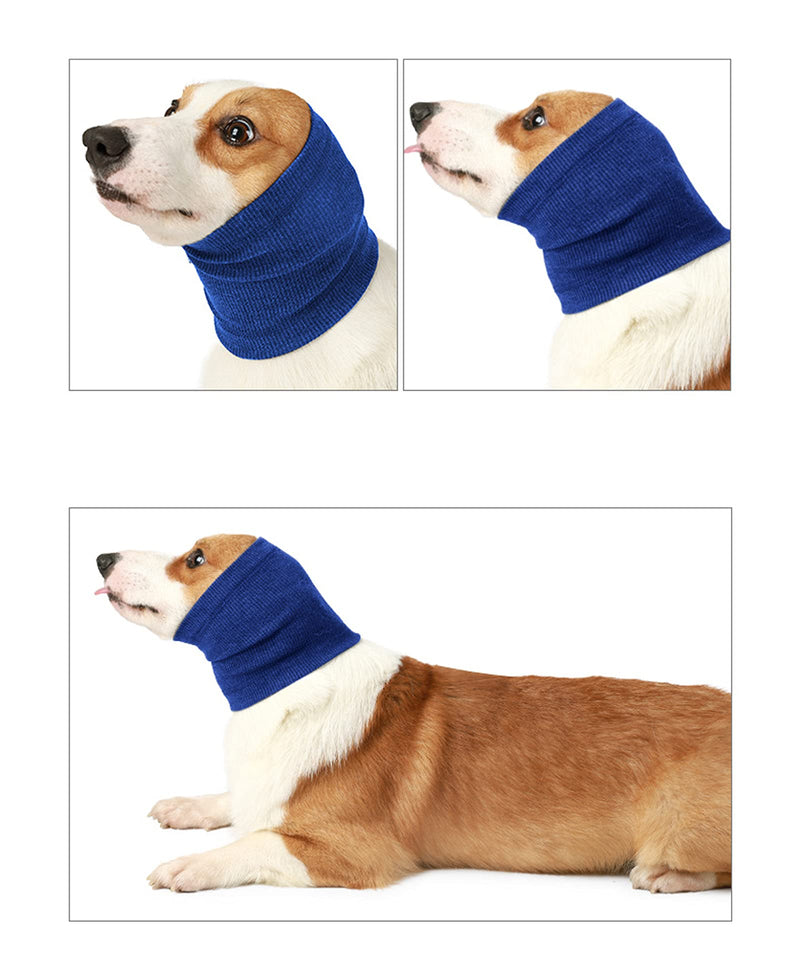 Dog Warm Neck and Ears Covers for Noise Protection Pet Knit Snood Headwear Hoodie Anti-Anxiety Bathing Grooming Reducing Noise (blue, S) blue - PawsPlanet Australia