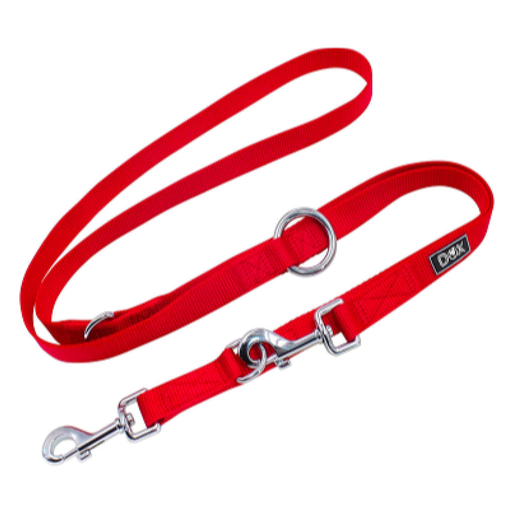 DDOXX dog leash nylon, 3-way adjustable, 2m | for small & large dogs | Double Leash Two Dog Cat Puppy | Towing leash large | Lead leash small | Running leash puppy leash | S, Red S - 1.5 x 200 cm - PawsPlanet Australia