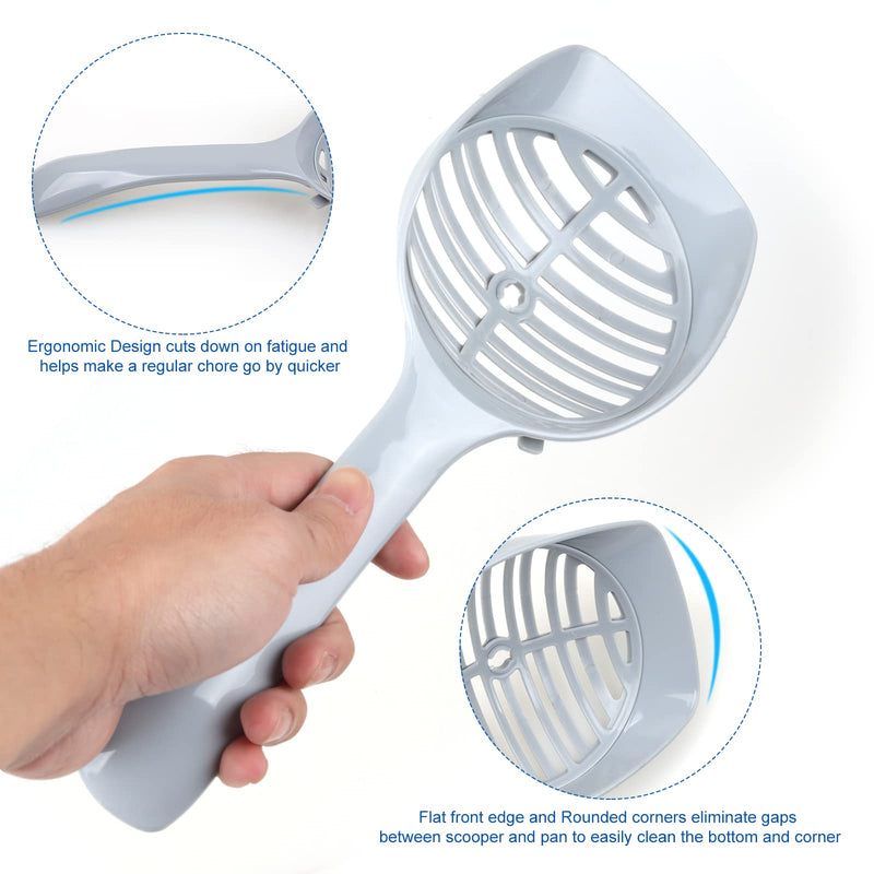 ONENIN Cat Litter Scoop,Durable,Fast Poop Scooper,Works with All Type of Cat Litter,Litter Scooper with Holder ,Designed for Easy Sifting-Grey - PawsPlanet Australia