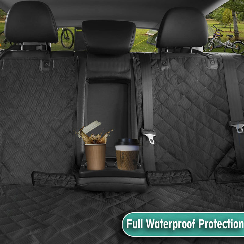 iPuppy Premium Back Seat Cover for Dogs with Isofix - Waterproof Dog Car Seat Cover with Armrest Opening - Quilted, Scratch Proof and Non-Slip Car Seat Cover for Dogs - 45 x 133cm (Black) - PawsPlanet Australia