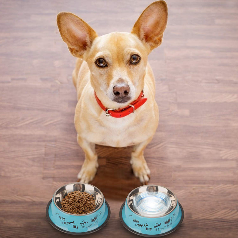 WBYJ Stainless Steel Dog Bowls, 2 Pack Dog Feeding Bowls with Non-slip Rubber Bases for Small Dog (7in) 7in - PawsPlanet Australia