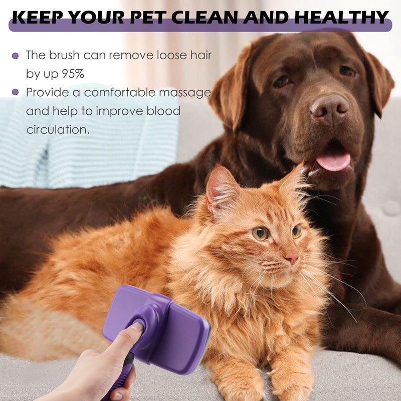 SERJOOC Self Cleaning Slicker Brush for Dogs and Cats Shedding and Grooming Tool for Pets to Gently Remove Loose Hair, Fur, Undercoat, Mats, Tangled Hair, knots - PawsPlanet Australia