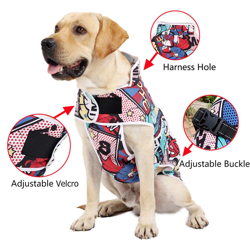 [Australia] - Surfing Style Dog Raincoat, Pet Lightweight Poncho, Lightweight Jacket for Large Medium and Small Dogs, Pet Clothes with Adjustable Straps Buckle and Harness Hole Surf Hero 