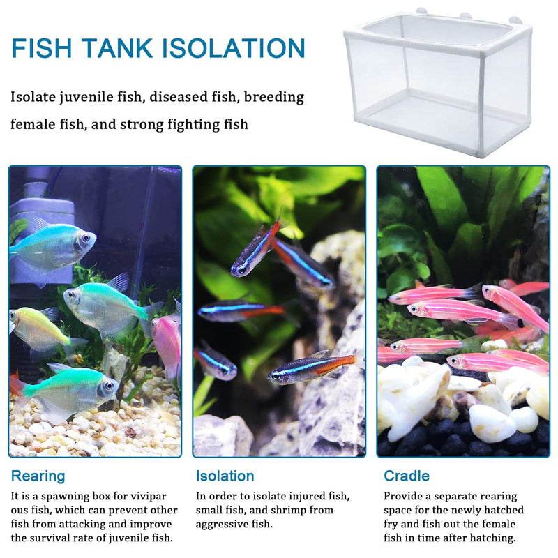 YYS 2 Pack Aquarium Fish Breeder Box, Fish Isolation Box, Hatching Box, Juvenile Fish Spawning Incubator, Water Isolation Net Hatchery with Incubator Mesh and 10 Suction Cup(Small Size,Big Size) - PawsPlanet Australia