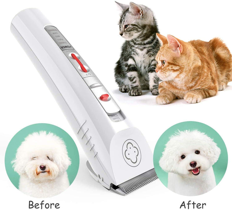 Lavuky Dog Grooming Clippers Professional Low Noise Cordless Dog Clippers With 2 Titanium Alloy Blades Pet Hair Trimmer Kit Rechargeable Shaving Tool For Cats Dogs and Other Animals-White - PawsPlanet Australia