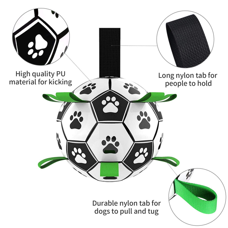 G.C Dog Soccer Ball with Grab Tabs Interactive Dog Toys Durable Dog Tug Toy 6 inch Outdoor Dog Water Toy for Small Medium Dogs - PawsPlanet Australia