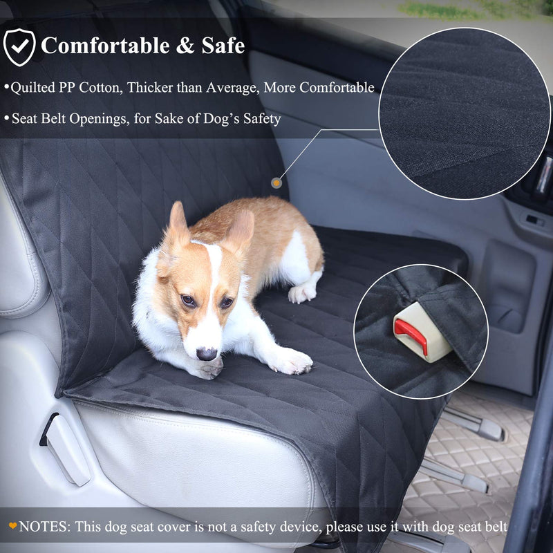 VIVAGLORY Dog Seat Covers, No-skirt Design Back Seat Protectors for Small & Large Cars, SUVs & MPVs, Quilted 600D Oxford Pet Seat Cover, Black, L Large (width 145cm) - PawsPlanet Australia