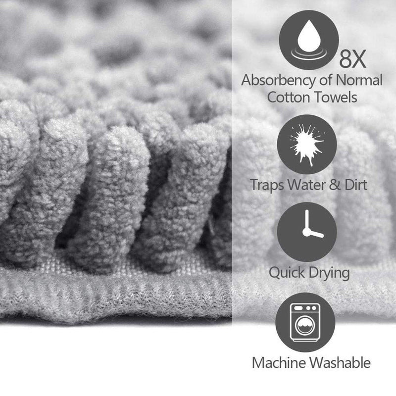 ECOSCO Pet Dog Shammy Towel,Super Absorbent Durable Chenille Dry Towel,Microfibre Quick Drying Dog Towel Hand Pocket Design for Small, Medium, Large Dogs and Cats (Medium-14x32 in, gray) Medium-14x32 in - PawsPlanet Australia