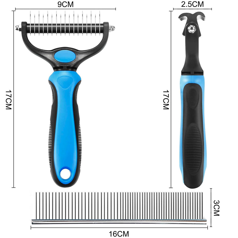 BELSVOR dog brush, cat brush, dog brush 17+9 teeth, dog brush for dogs and cats, dog brush for long hair for opening knots/undercoat, undercoat brush for dogs with comb - PawsPlanet Australia