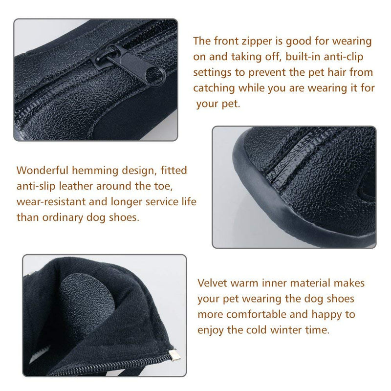 [Australia] - URBEST Dog Winter Shoes, (Upgraded Version) Dog Boots Sports Non-Slip Pet Dog PU Leather, 2 Pairs XS Black 
