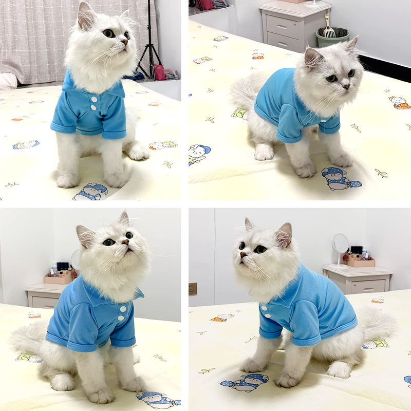 CAISANG Dog Shirts Puppy Clothes for Small Dogs Boy, Pet T-Shirts Doggy Vest Apparel, Comfortable Summer Shirts Beach Wear Clothing, Outfits for Medium Dog Kitty Cat, Cotton Tank Top X-Small Blue - PawsPlanet Australia