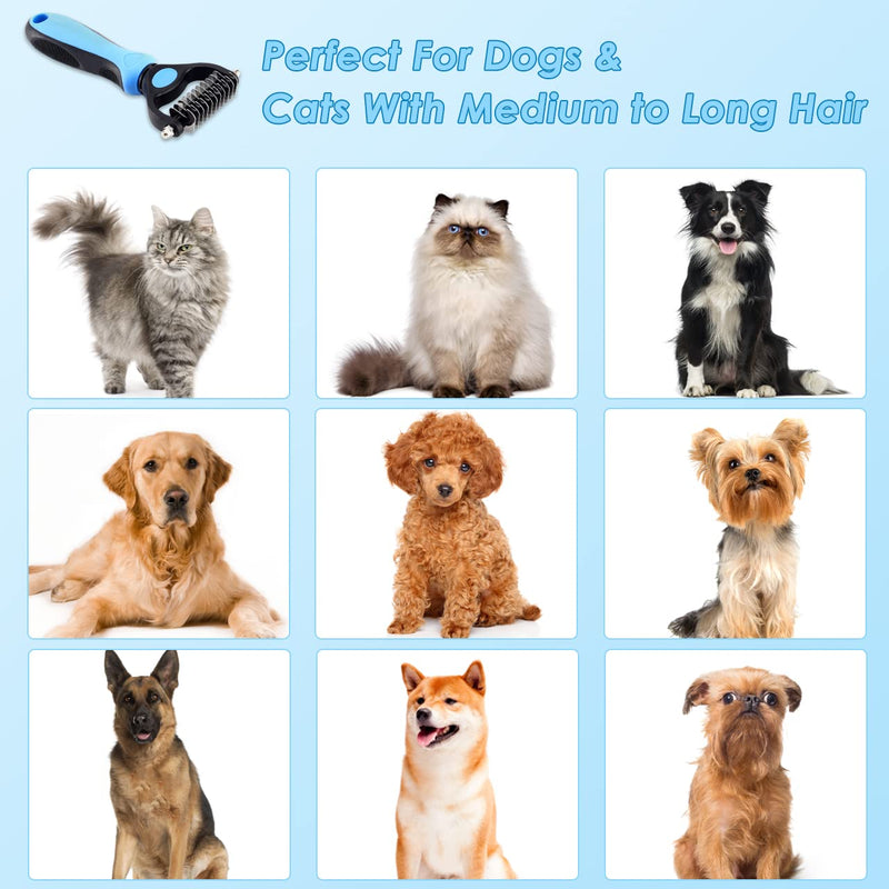 XLZJYIJ Cats and Dogs Undercoat Brush, 2-in-1 Undercoat Comb, Dog Comb, Cat Brush, Removes Undercoat Dog Comb for Pet Grooming and Hair Removal, Prevention of Knots and Tangled Hair - PawsPlanet Australia