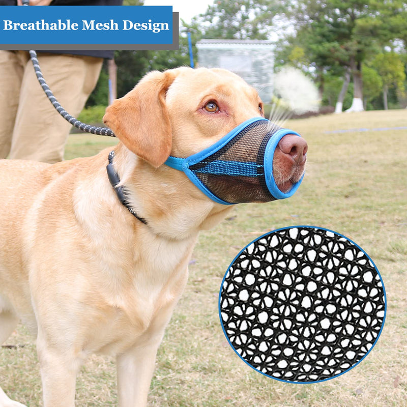 Mesh Dog Muzzle to Prevent Biting and Chewing, Breathable Adjustable Muzzles for Small Medium Large Dogs Corgi Labrador, Allows Panting and Drinking Black XS - PawsPlanet Australia
