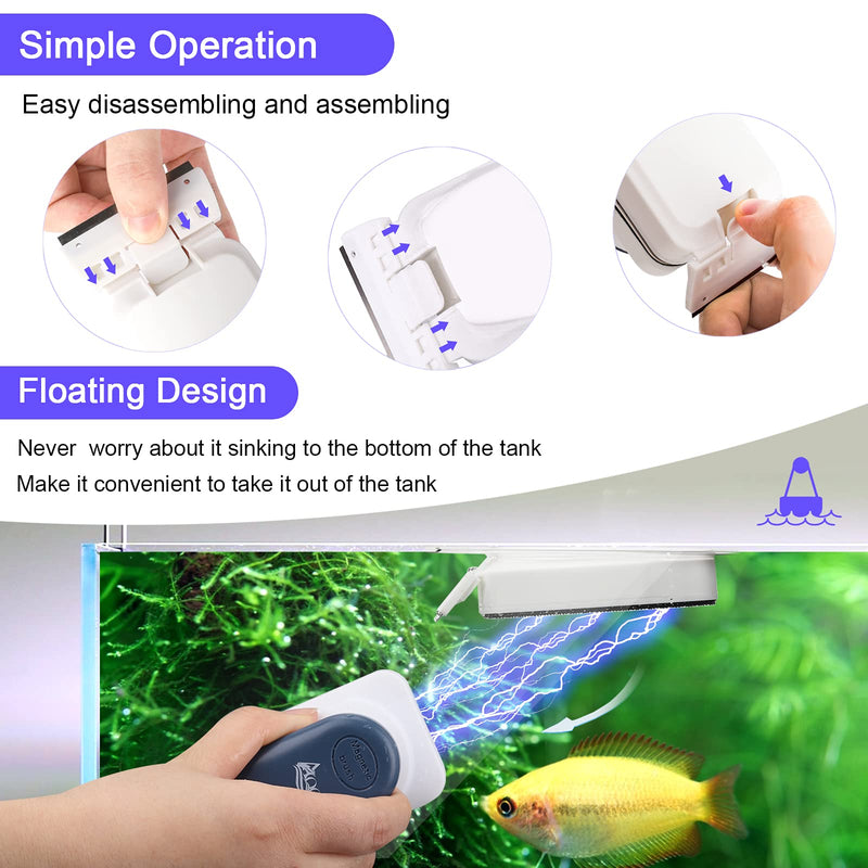 AQQA Aquarium Strong Magnetic Cleaner Brush, Fish Tank Glass Algae Magnet Cleaning Tool Floating Cleaner Scrubber Brush with 2 Detachable Scraper - PawsPlanet Australia