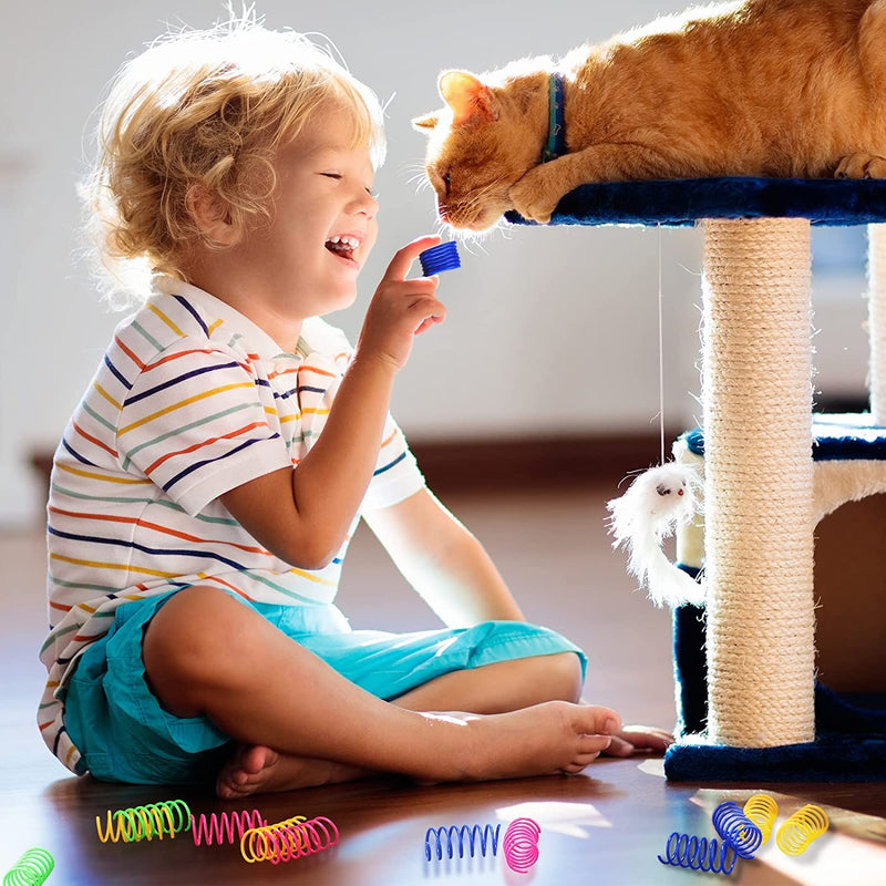 Diyxisk 40 pieces cat toy spiral cat toy, toy spiral, 4 colors interactive toy cat, for hitting, biting and hunting, active and healthy toys for cats - PawsPlanet Australia