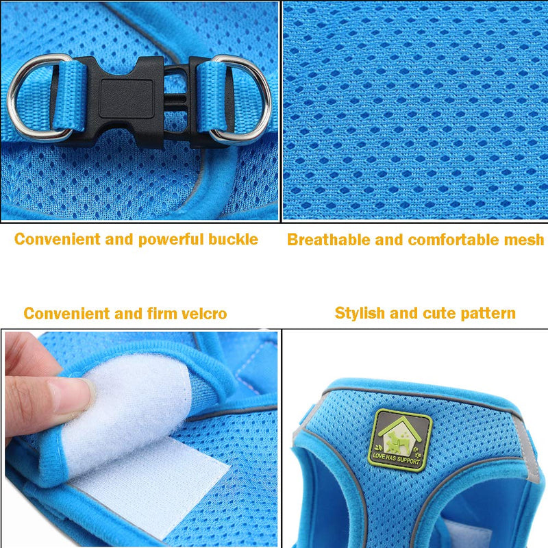 FEimaX Dog Harness and Leash Set, No-Pull Breathable Soft Mesh Puppy Vest Harness Reflective Adjustable Pet Harnesses for Small Medium Dogs and Cats - Outdoor Easy Control for Walking XS (Chest 10.2-11.4'') Black - PawsPlanet Australia