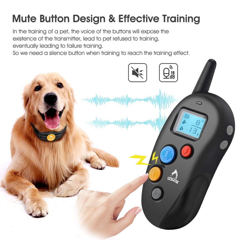 [Australia] - Patpet Dog Training Collar IPX7 Waterproof, Fast rechargeable Shock Collar for Dogs with 1000FT Long Remote Range, 3 Modes Beep/Vibration/Shock e-Collar for Small Medium Large Dog(AC Adapter Included) 