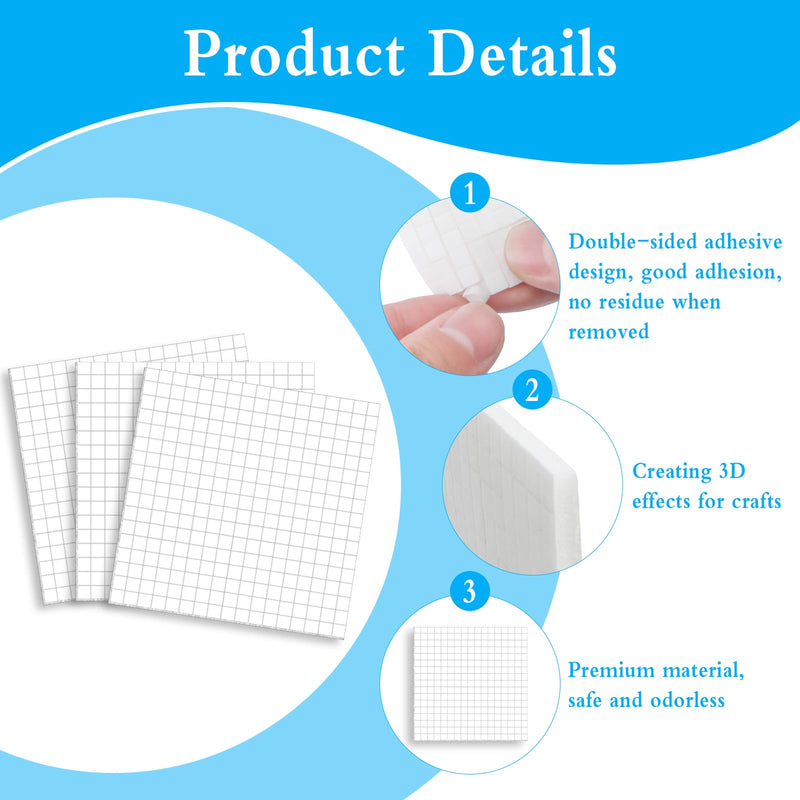 EKOCEV 3D adhesive pads, double-sided, 3468 pieces of foam adhesive pads, 6.5 mm foam adhesive strips, adhesive pads for paper, plastic, metal and scrapbooking - PawsPlanet Australia