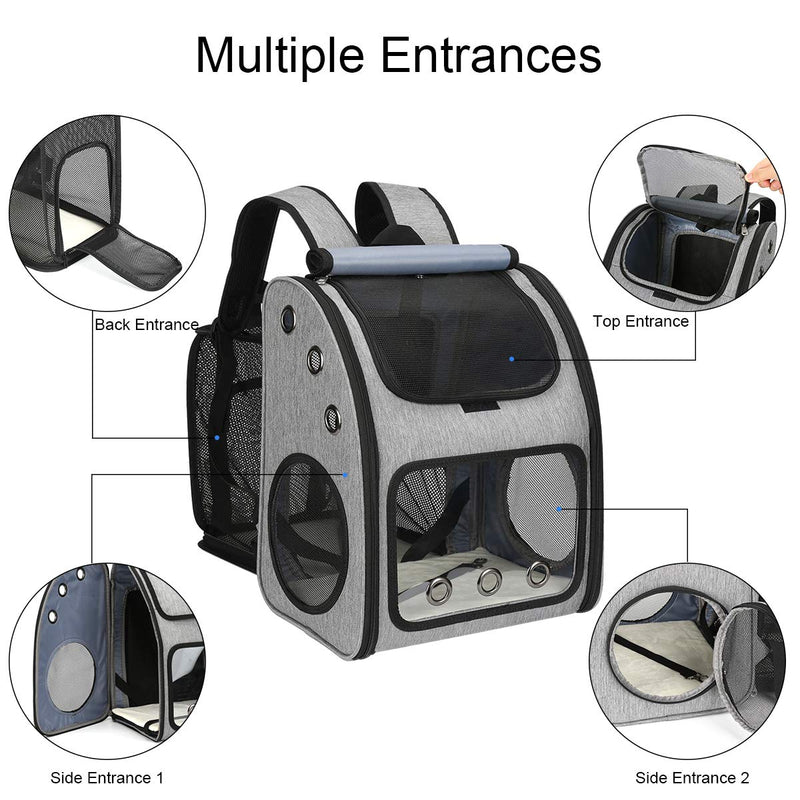 FASRIOU Expandable Pet Carrier Backpack for Cats, Dogs and Small Animals, Portable Pet Travel Carrier, Super Ventilated Design, Airline Approved, Ideal for Traveling/Hiking /Camping, Grey - PawsPlanet Australia