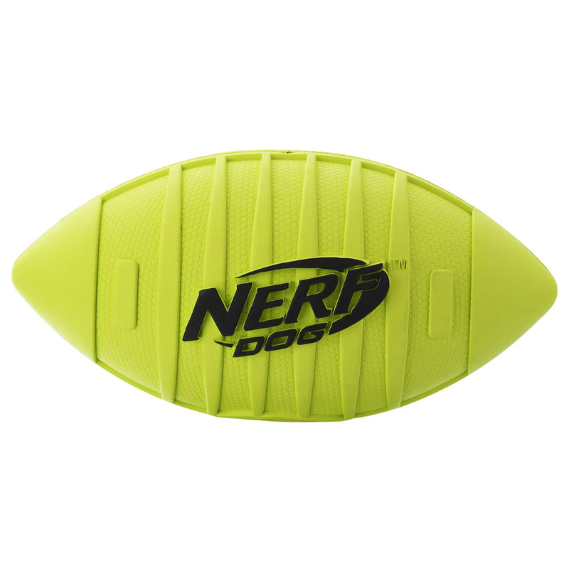 Nerf Dog Squeak Rubber Football Dog Toy Green Single - PawsPlanet Australia