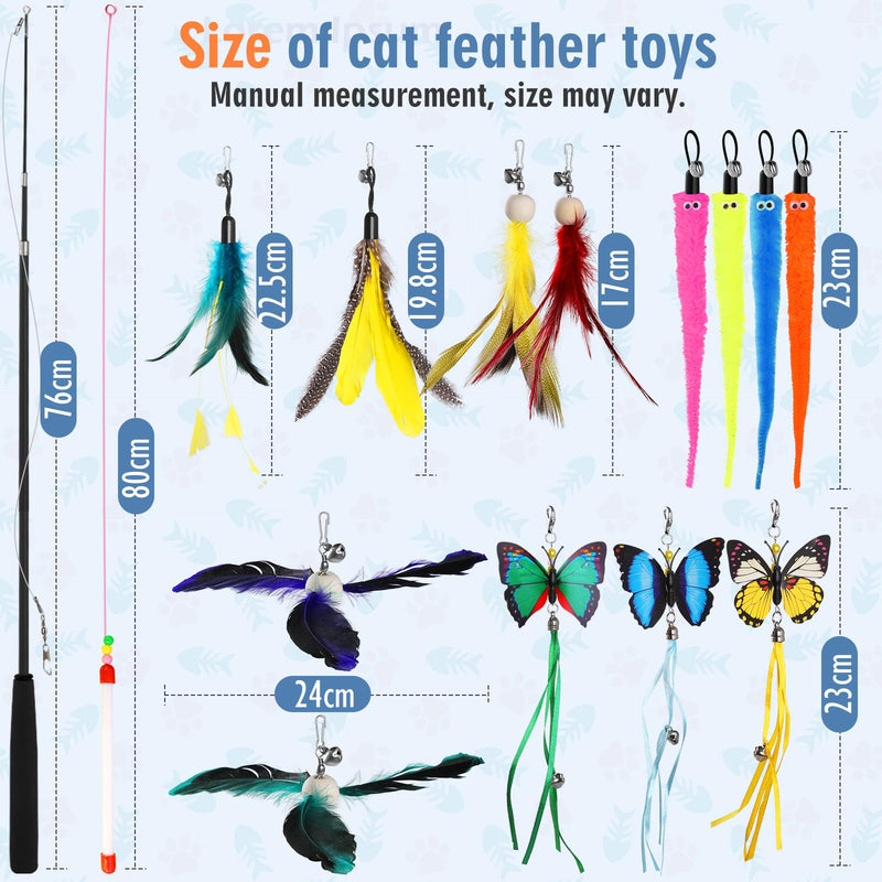 Geepen Cat Toy Set, (16 Pieces) Interactive Cat Toy Interactive Cat Toy, Retractable Cat Toy, Cat Feather Toy Refills, Butterfly Toy - PawsPlanet Australia