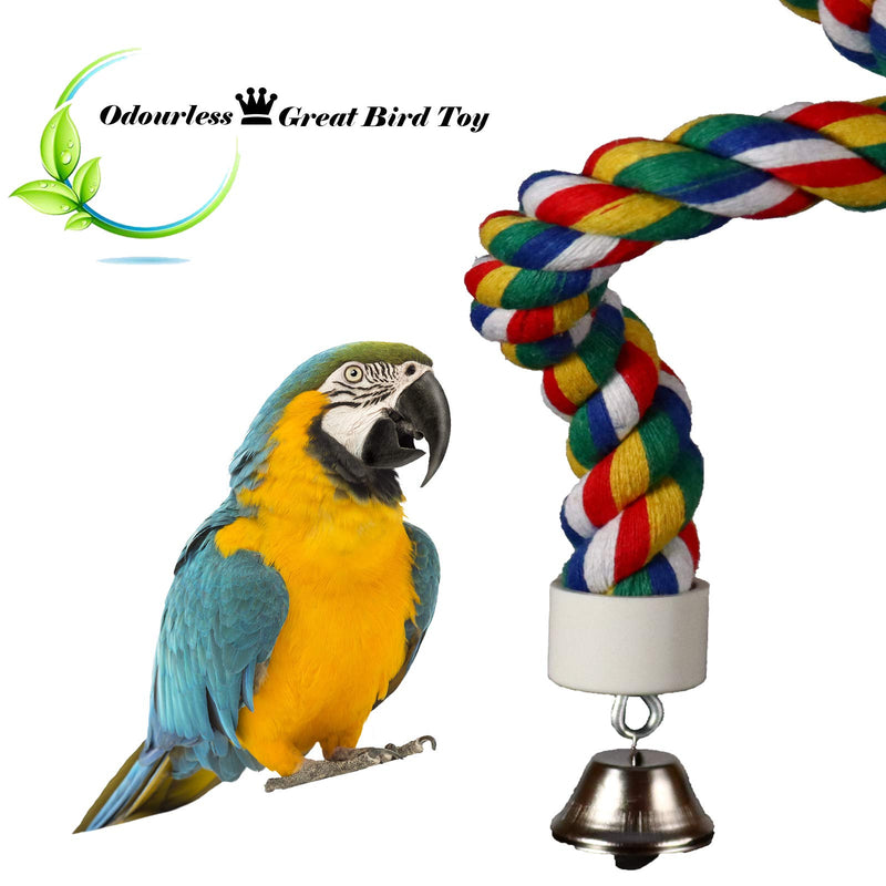 [Australia] - ILESON Bird Rope Perches Stand Ladder Toys for Parrots Parakeets Cockatiels Conures Macaw Lovebirds Budgies Swing Cage Accessories Comfy Bird Bungee Rope Perch Boing with Bell 